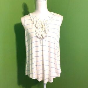 Ann Taylor Loft cream‎ /blue sleeveless top